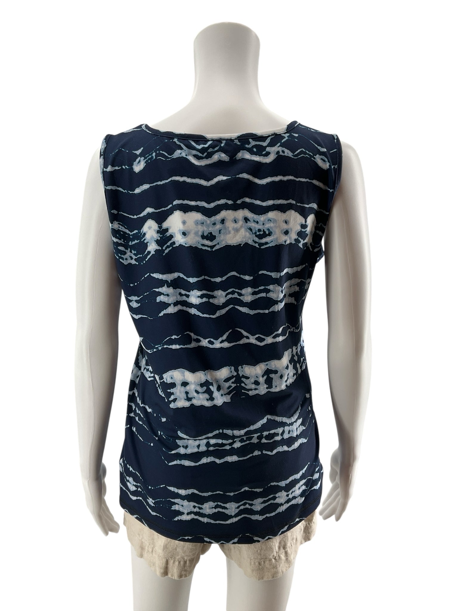 Anne Klein Sport Navy Abstract Stripe Performance Tank Top Size Medium