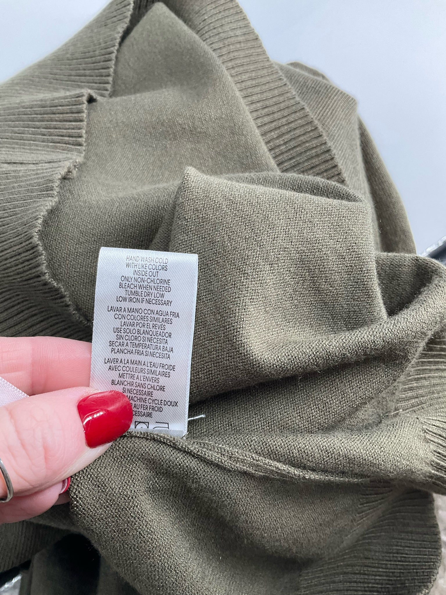 Calvin Klein olive solid casual top for ladies, size XL, featuring a relaxed fit and stylish design.