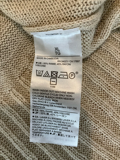 Banana Republic Ramie Blend Sleeveless Sweater Tank Top XL Tan NWT