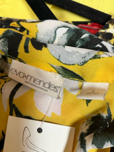 Eva Mendes Yellow/Green Floral Pre-Owned Ladies Top - Size Large - Margaret’s Fine Consignment