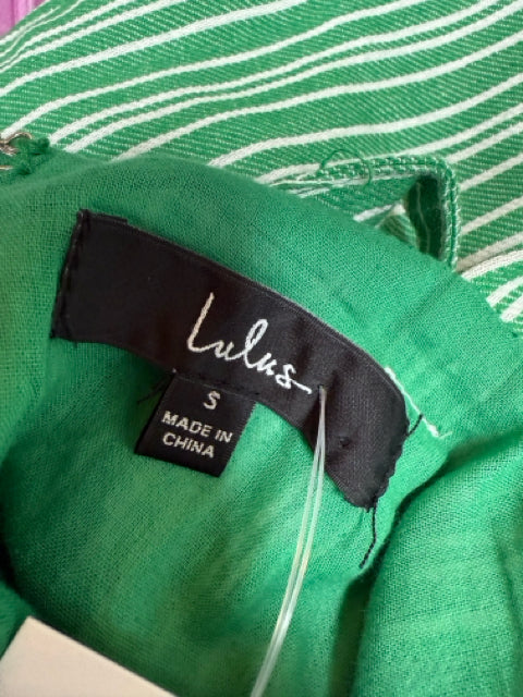 Lulus Green/White Mini Sunny Souvenirs Green &amp; White Stripe Tie-Front Mini Dress Size Small - Size S