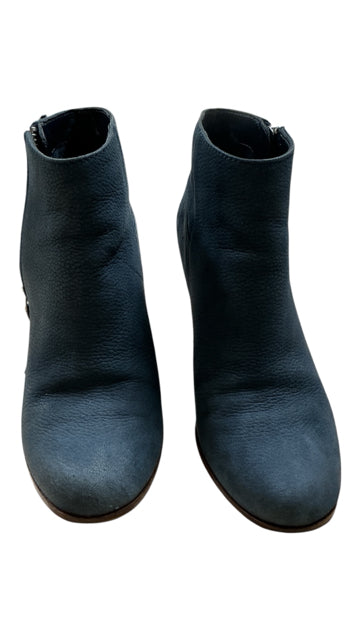 Cole Haan Hayes Suede Block Heel Ankle Boots Blue Size 7.5