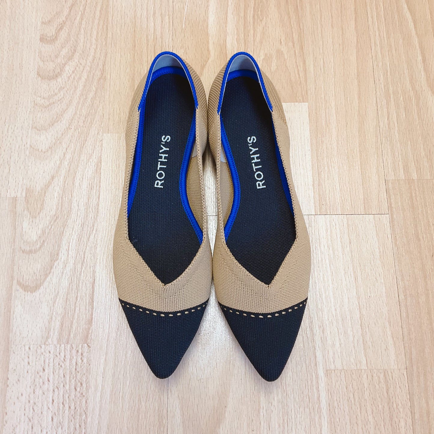 Rothy Tan/Black Flats Size 7.5