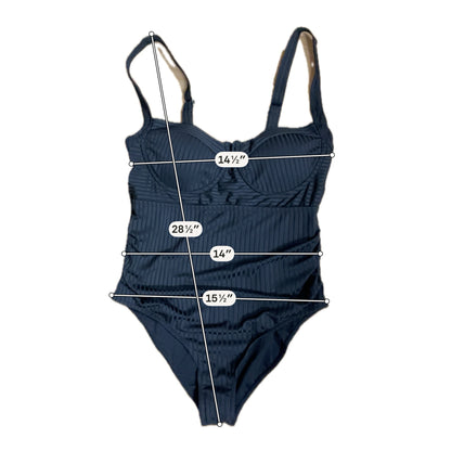 Aumora Black Ribbed Ruched Tummy Control One-Piece Swimsuit NWT Size XL - ONLINE ONLY