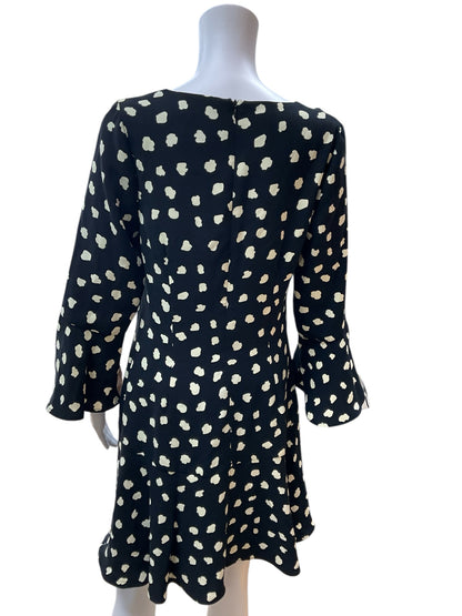 Julie Brown Size 6 black/tan Print Consignment Ladies Dress