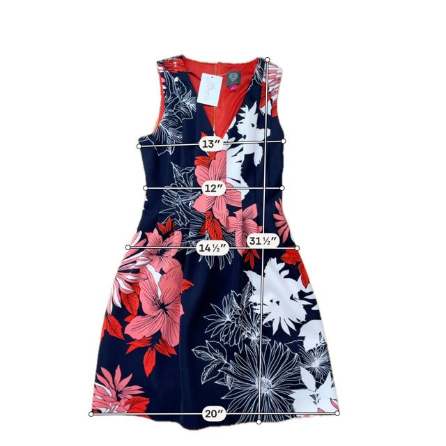 Vince Camuto Black/Red/White Dress Black/Red/White Floral Pre-Owned Ladies Dress - Size 4 - Size 4