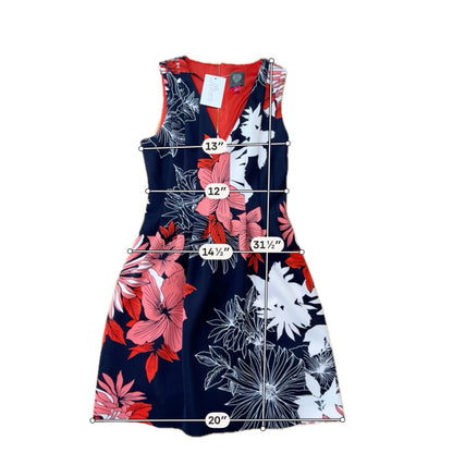 Vince Camuto Black/Red/White Dress Black/Red/White Floral Pre-Owned Ladies Dress - Size 4 - Size 4