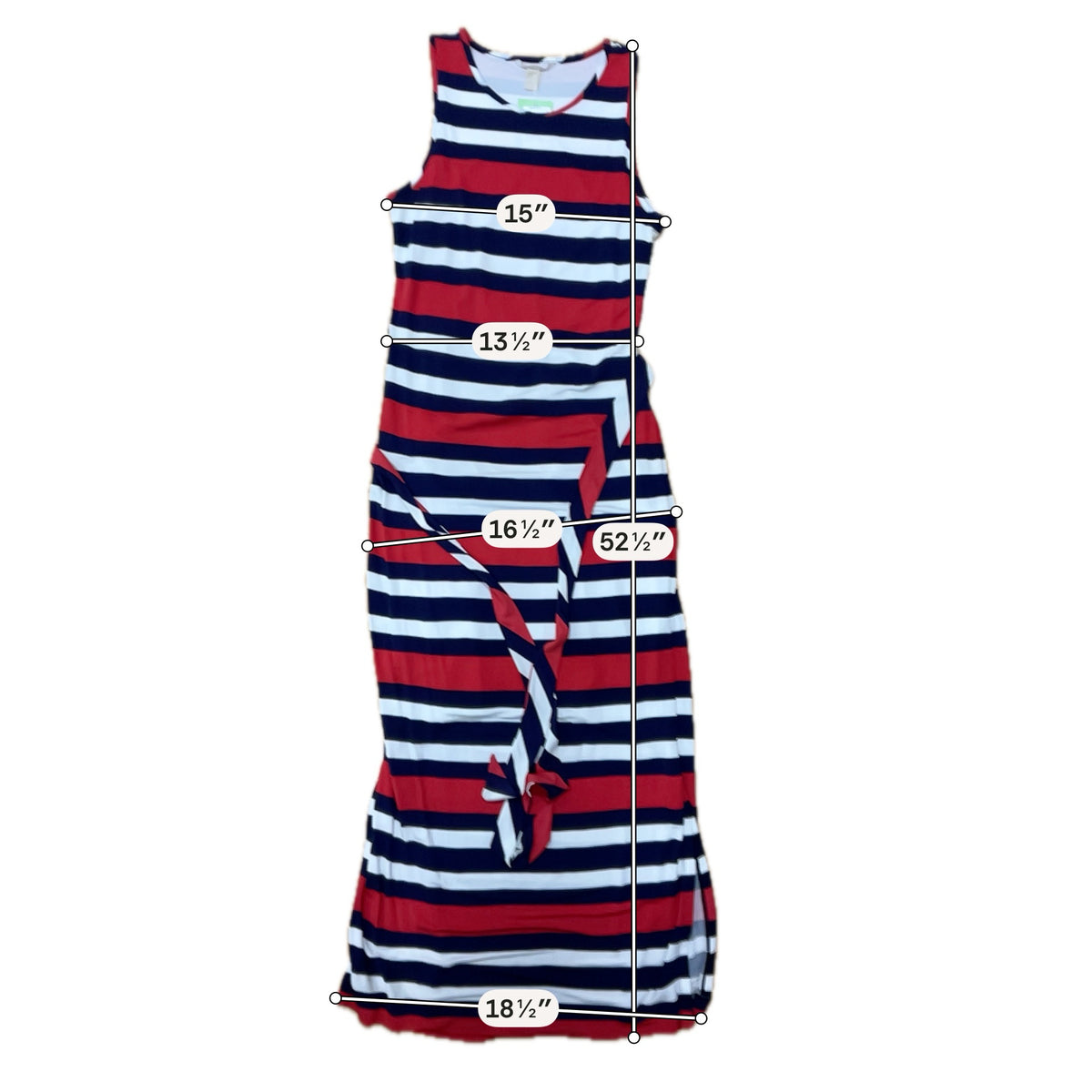 Banana Republic Striped Tie-Waist Maxi Dress Red White Navy Size 14 - ONLINE ONLY