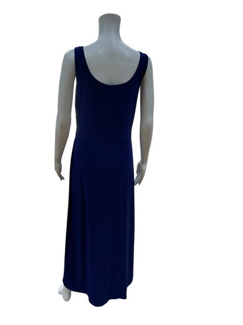 Back view of Lauren Bluish Purple Solid Pre-Owned Ladies Dress - Size 10, highlighting scoop neckline and smooth silhouette in royal blue jersey fabric.