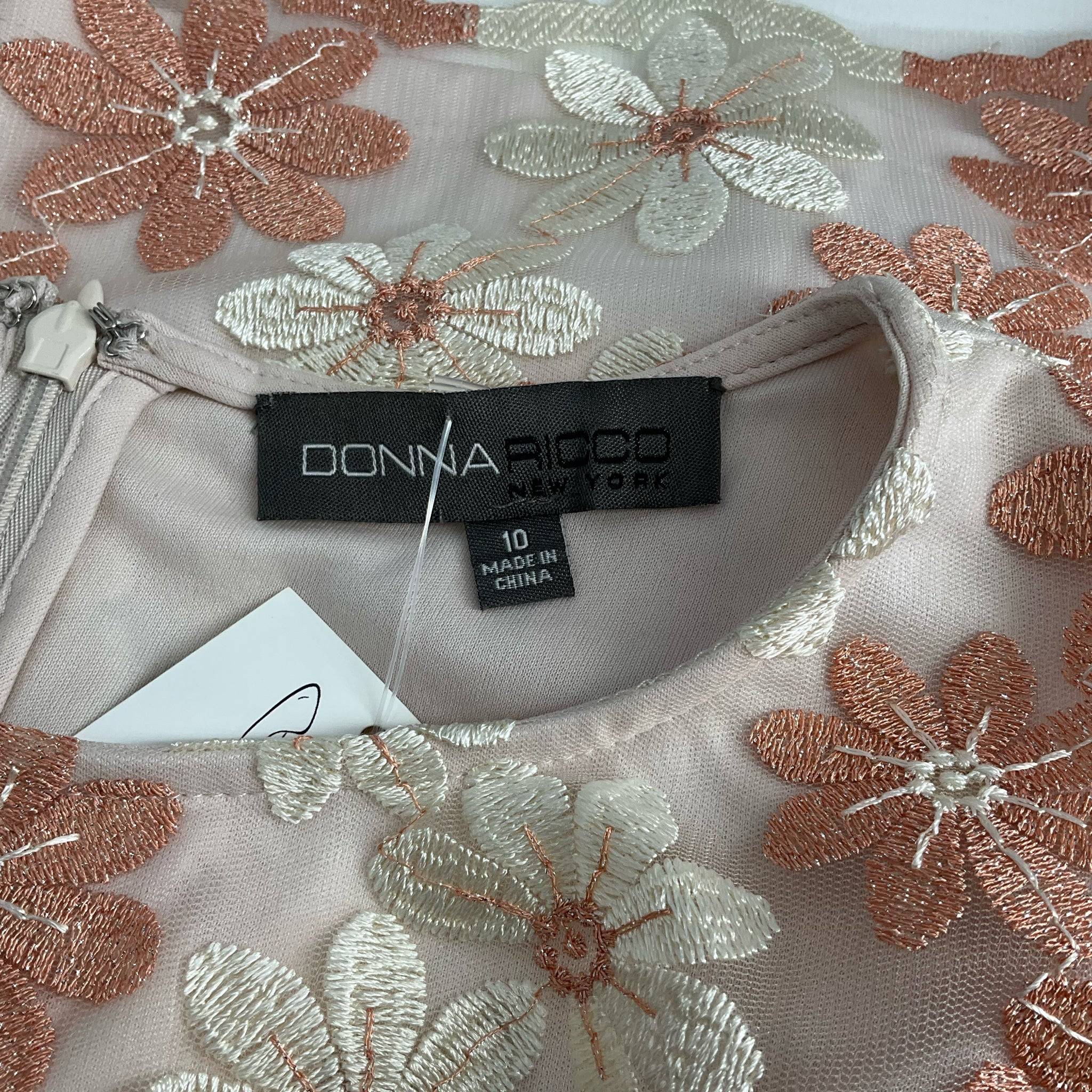 Donna Ricco Peach/Cream Floral Pre-Owned Ladies Dress - Size 10 - Margaret’s Fine Consignment