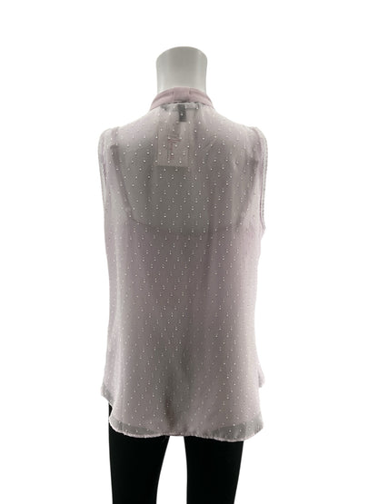 White House Black Market Lavender Swiss Dot Lace Trim Blouse Top Size 6 - ONLINE ONLY