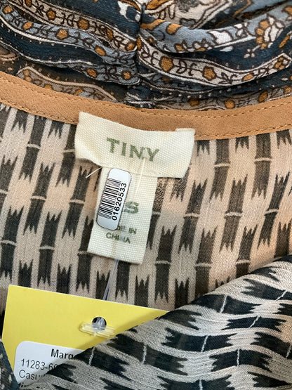 Tiny Anthropologie Mixed Media Tie Neck Flutter Sleeve Blouse Top XS