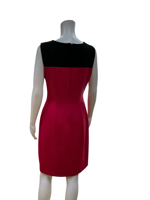 Calvin Klein black/fuschia Sheath Colorblock Sheath Dress Fuchsia &amp; Black Size 8 - Size 8