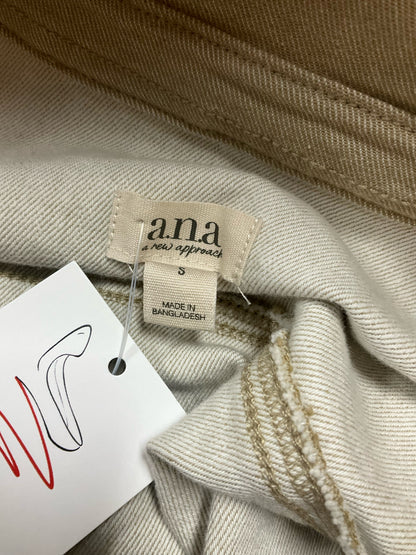 a.n.a (A New Approach) Khaki Utility Trucker Vest Raw Hem Sleeveless Jean Jacket Style Size Small