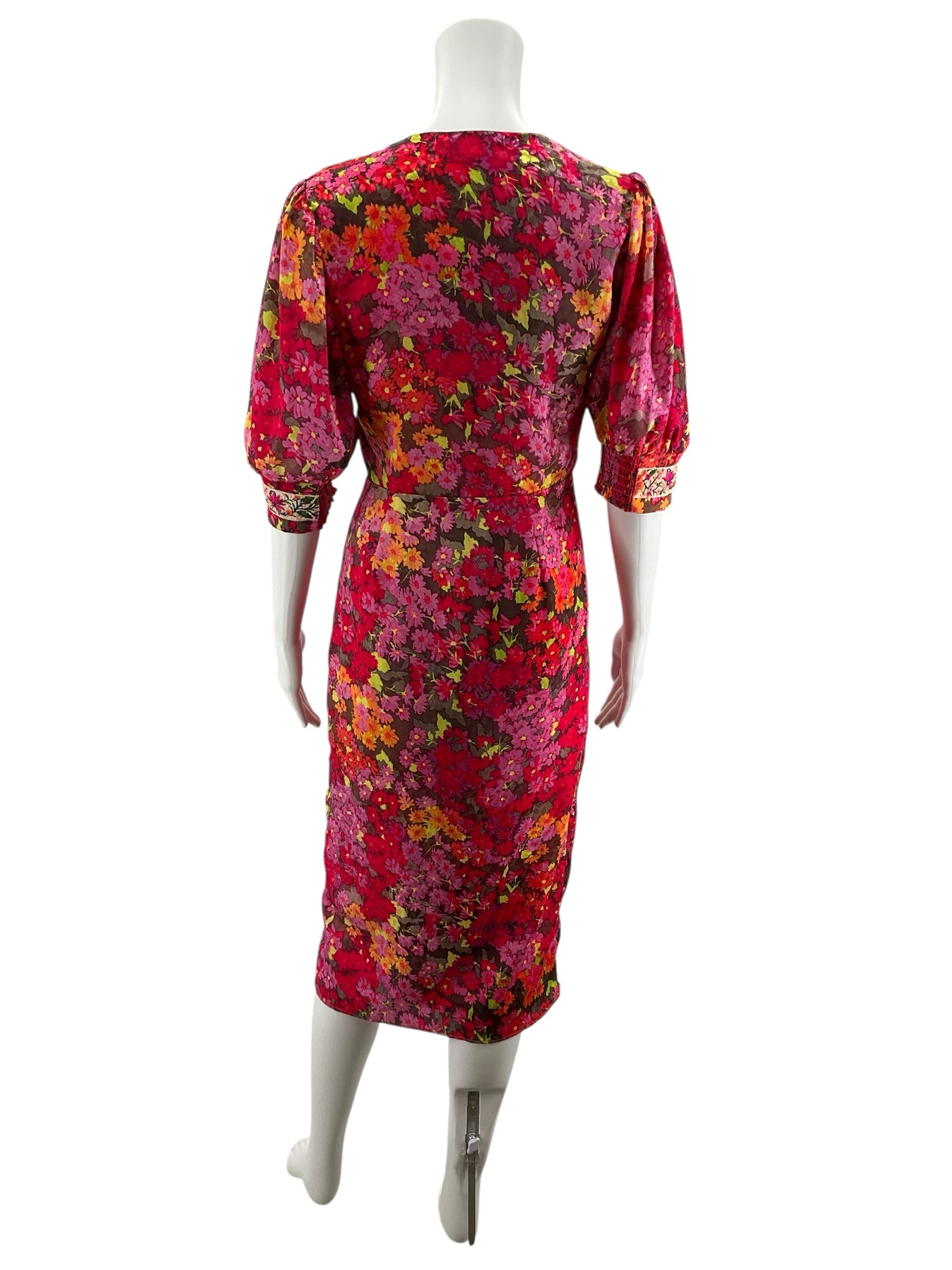 Hope &amp; Ivy Size 8 pink/yellow/green Floral Pre-Owned Ladies Dress