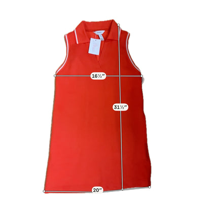 Spanx x Maggy London Orange/White A-Line Polo Dress XS Red White Piping Zip Front Athleisure - Size XS