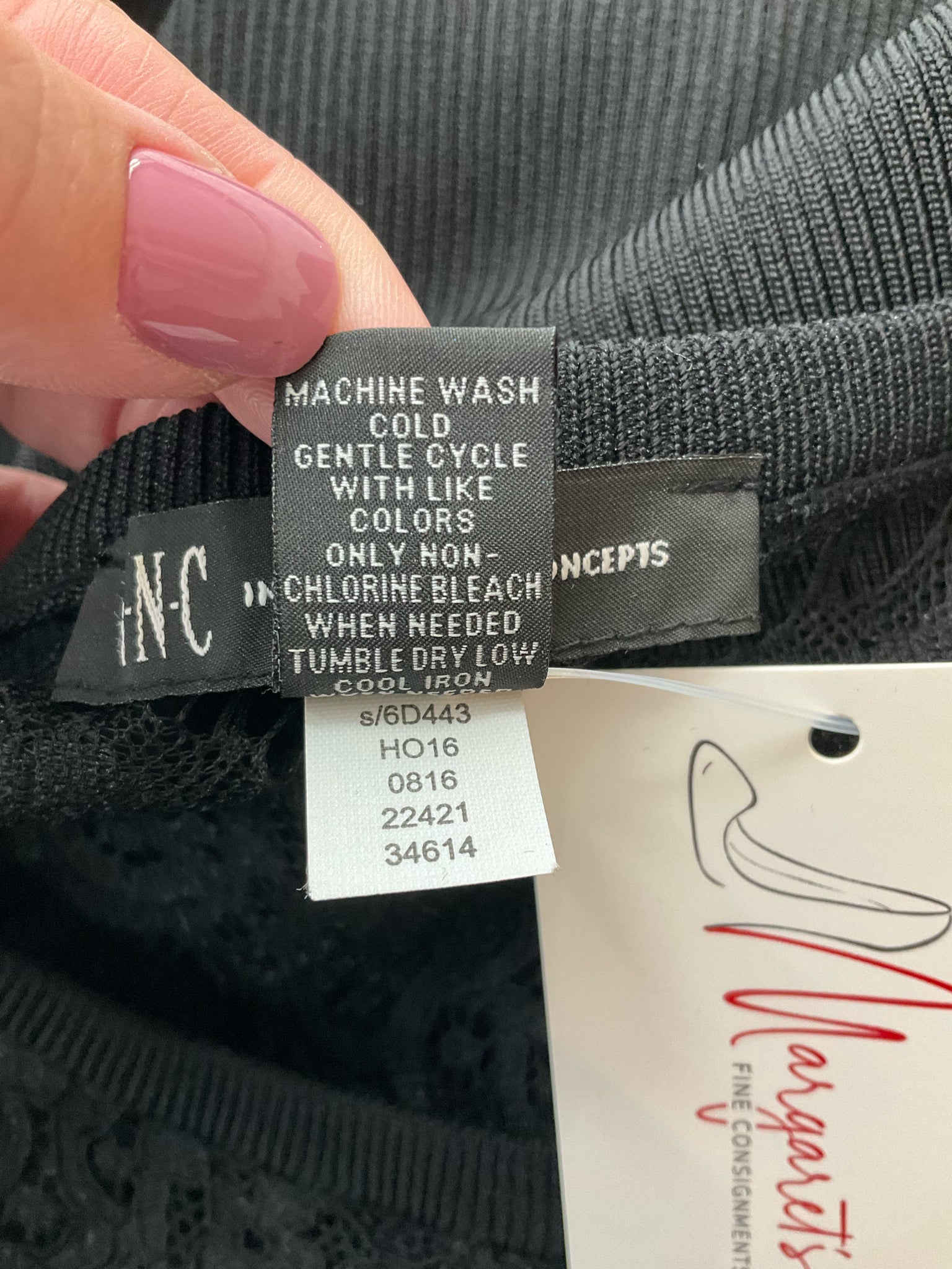 INC Black Lace Pre-Owned Ladies Top - Size Large - Margaret’s Fine Consignment