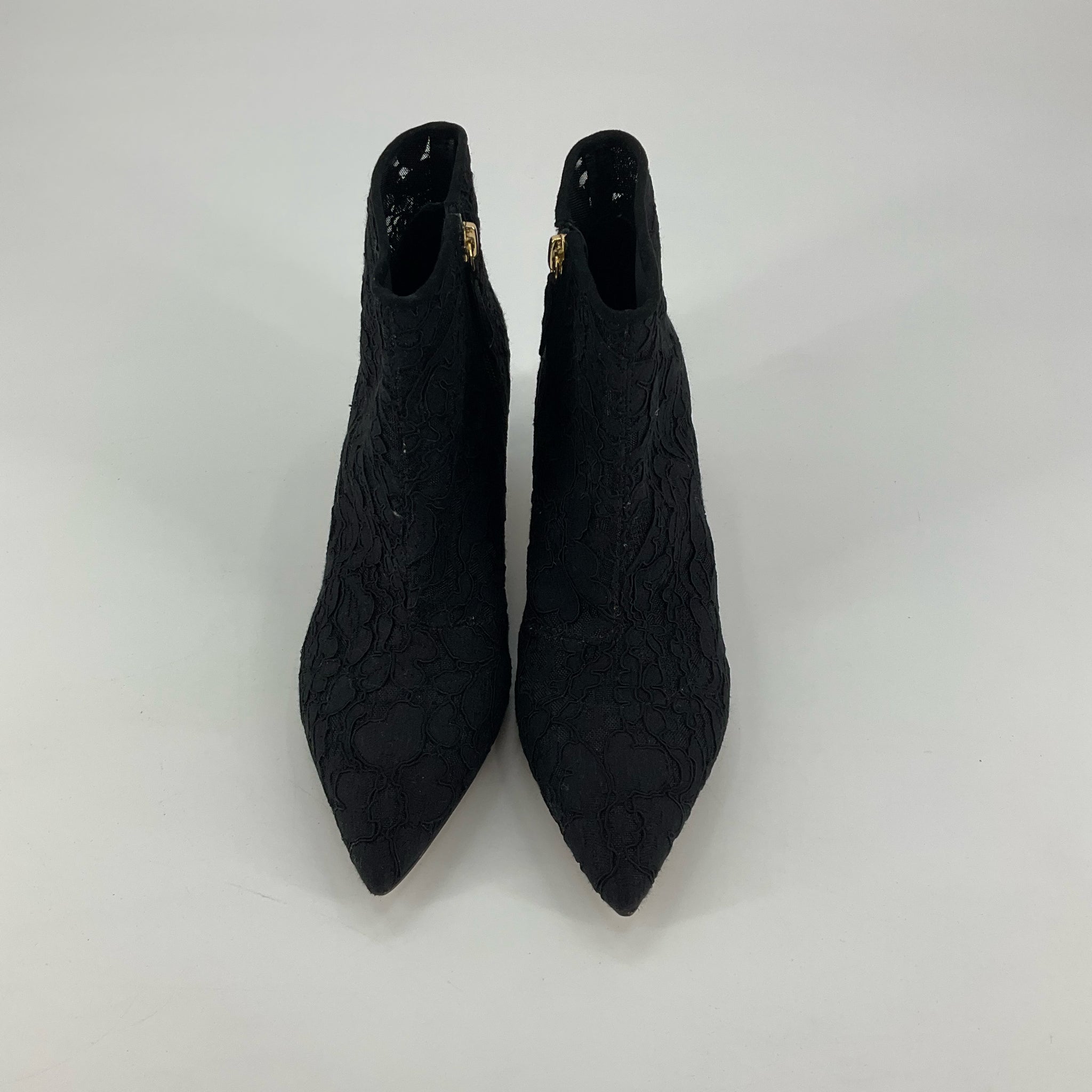 Kate Spade Dolores Black Floral Lace Pointed Toe Kitten Heel Booties Size 7