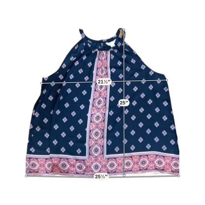 London Times Size XL Navy/Pink Print Pre-Owned Ladies Casual Top - Downstairs