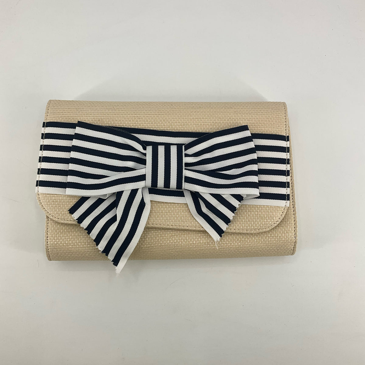 Mark &amp; Graham Streeterville Striped Bow Straw Clutch | Nautical Preppy