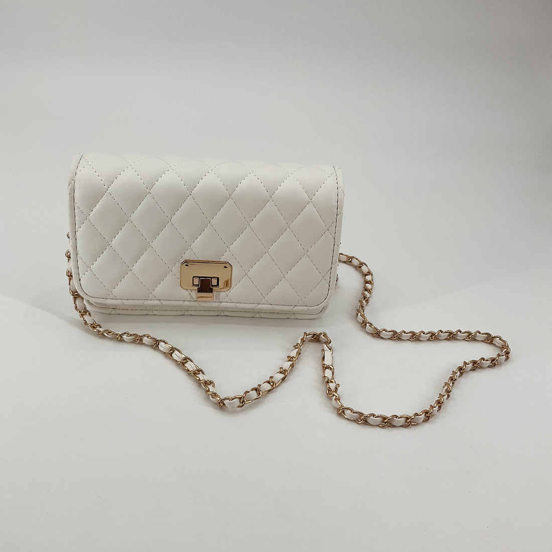 Haksim Off White Quilted Chain Crossbody Bag Classic Flap Purse