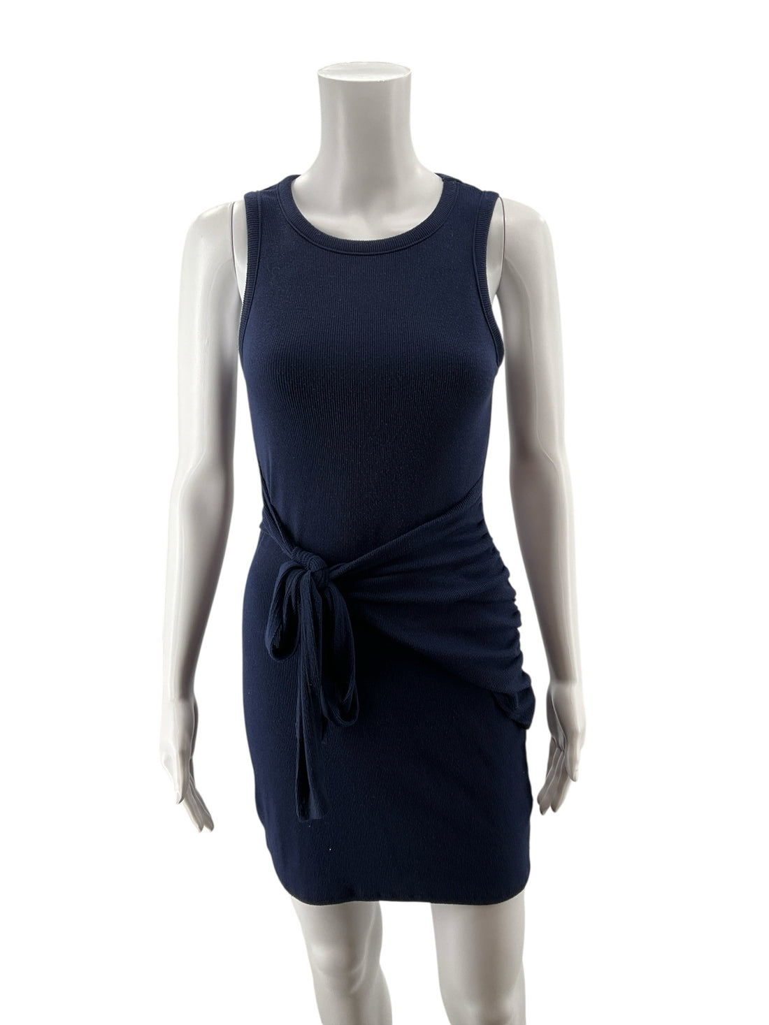Kaiteigh Navy Ribbed Tie-Waist Bodycon Sleeveless Mini Dress Size Small