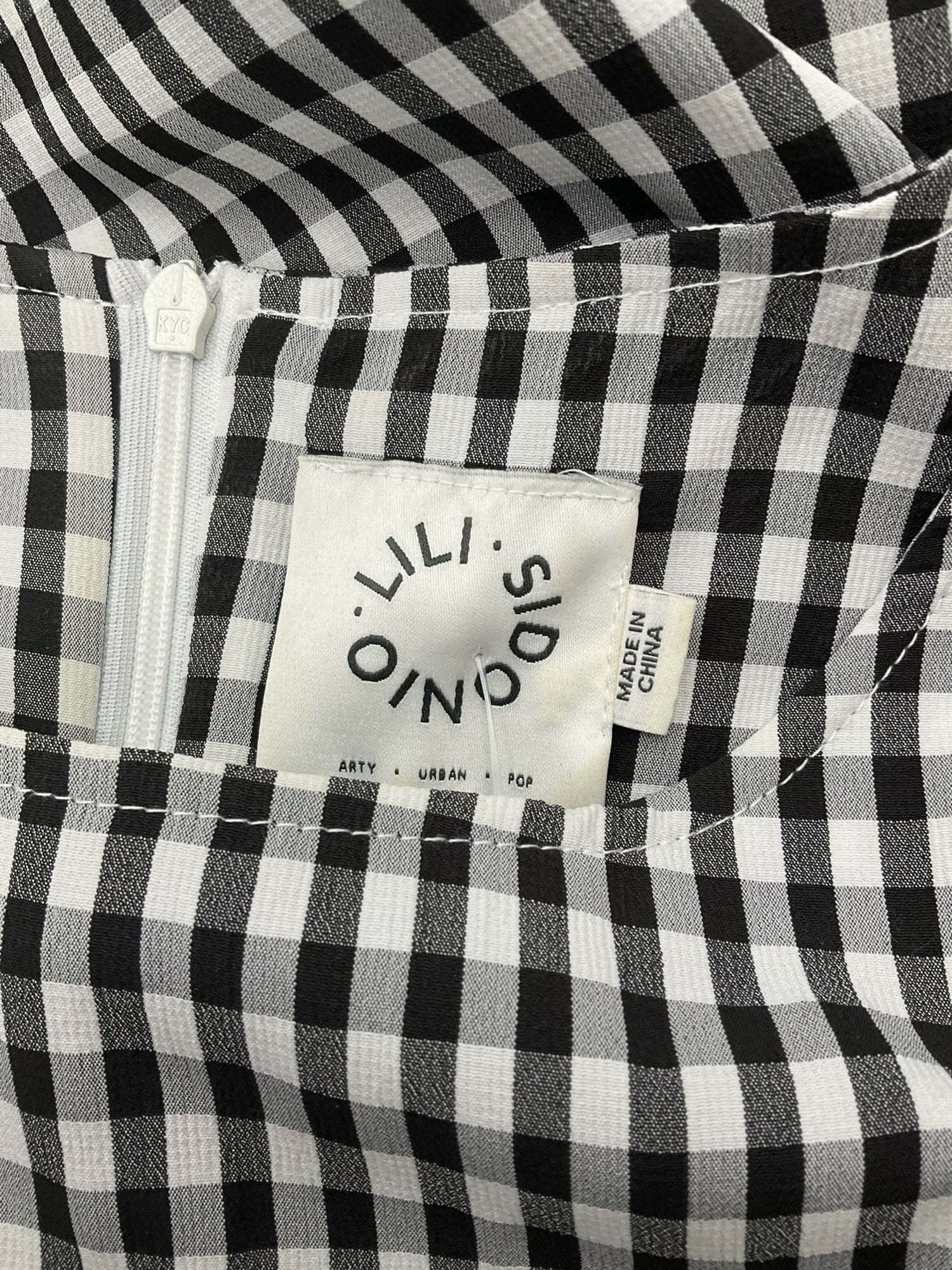 Lili Sidonio black/white Midi Gingham Check Drop Waist Midi Dress Size XS/S - Size XS/S