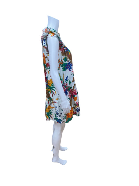 Love The Label Floral Smocked Ruffle Neck Mini Dress Size XS