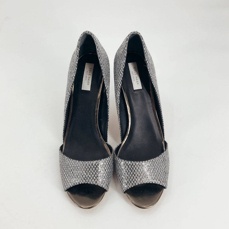 Cole Haan Silver/Black Sparkle Heel - Size 7.5 - Margaret’s Fine Consignment