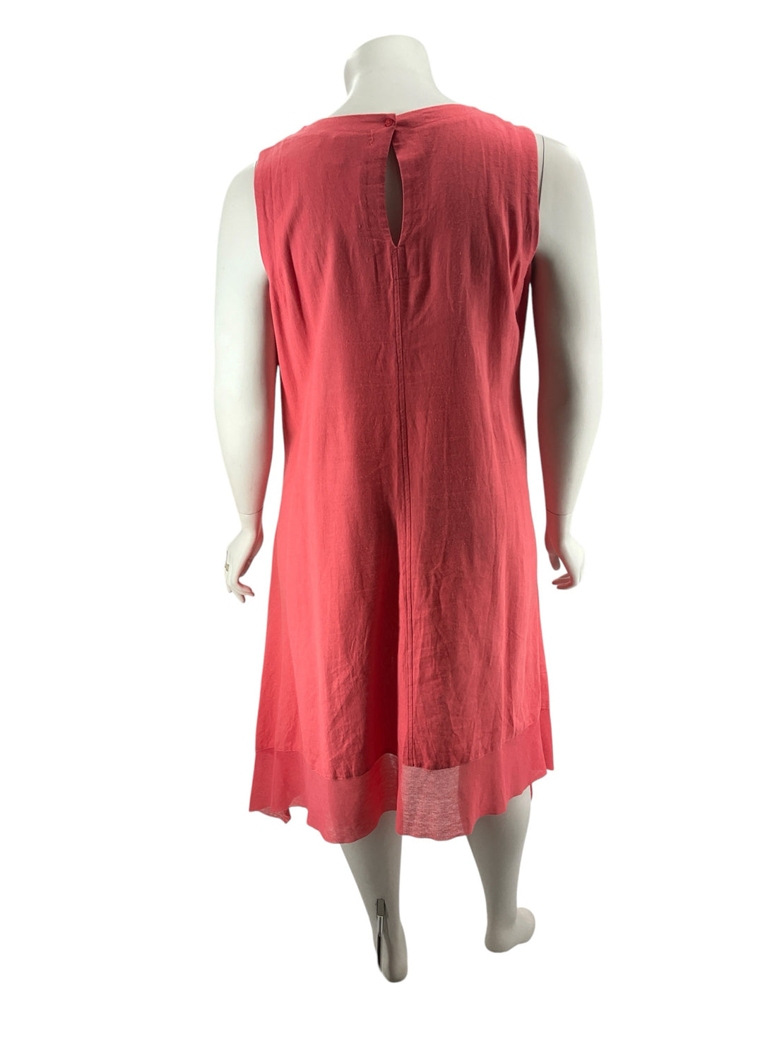 Cynthia Rowley Coral Linen Blend Handkerchief Hem Midi Dress Size 12