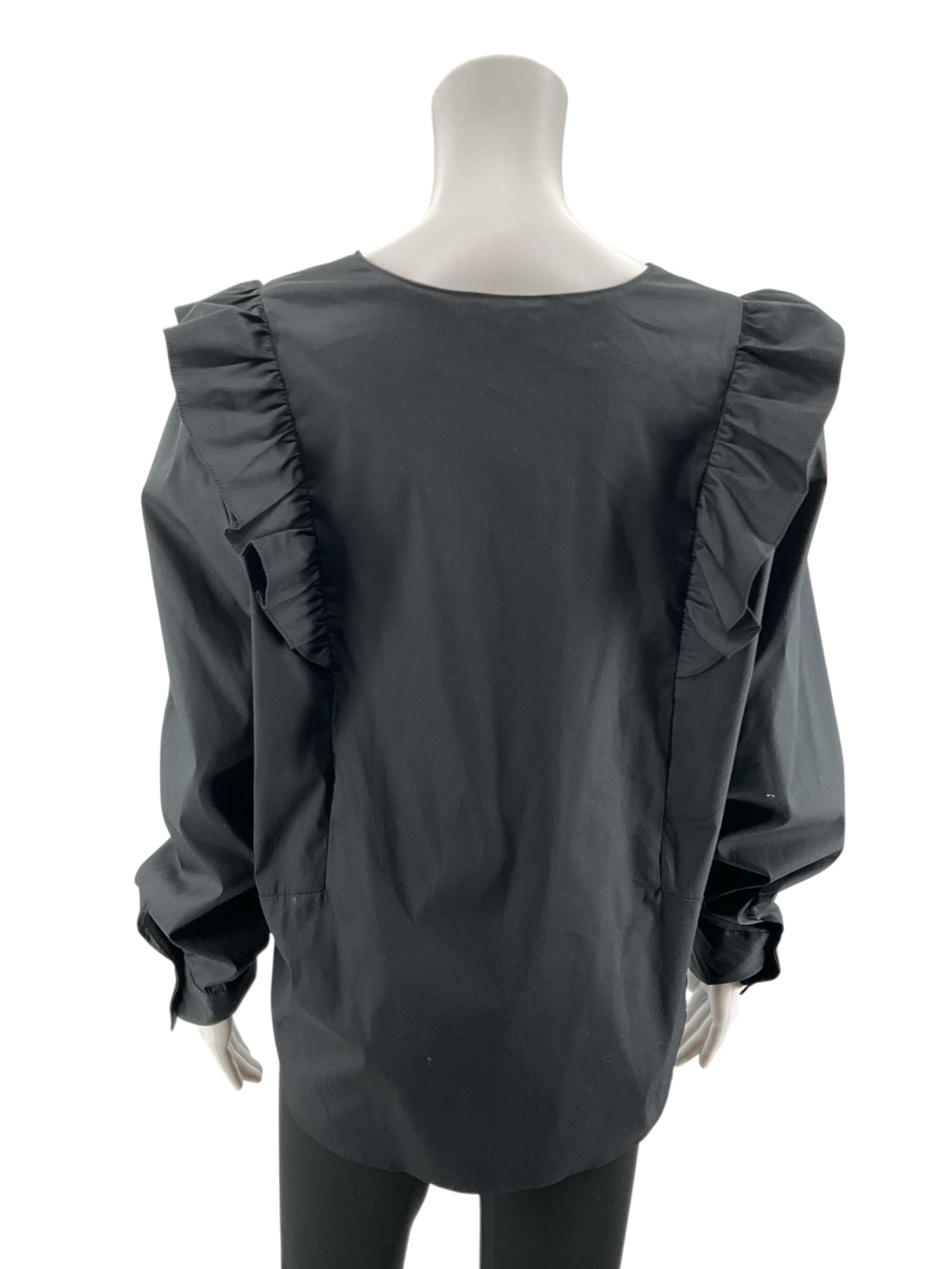 Waverly Grey Libérante Ruffle V-Neck Blouse Black Size XL