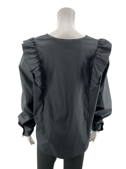 Waverly Grey Libérante Ruffle V-Neck Blouse Black Size XL