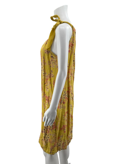 Bellembia Italian Linen Floral Print Tie-Shoulder Tunic Dress Size Medium