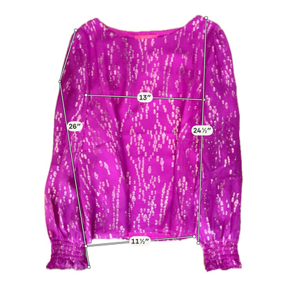 Lilly Pulitzer Avah Top Fuchsia Pink Silk Metallic Blouse Size XL