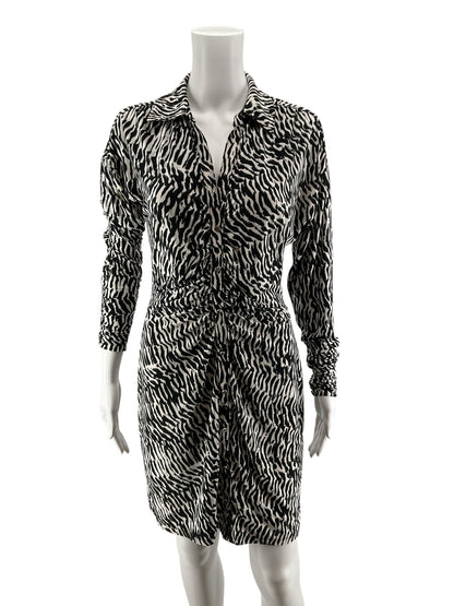I·N·C International Concepts Zebra Print Ruched Shirt Dress Size Small