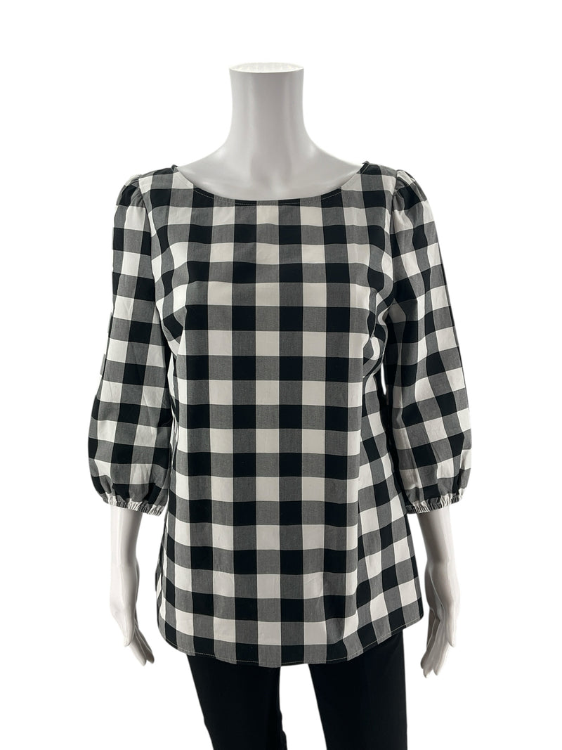 Talbots Black/White Checkered Pre-Owned Ladies Top - Size Small