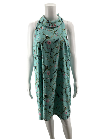 Holly Bracken Panda Bird Print Halter Neck Shift Dress Size Large