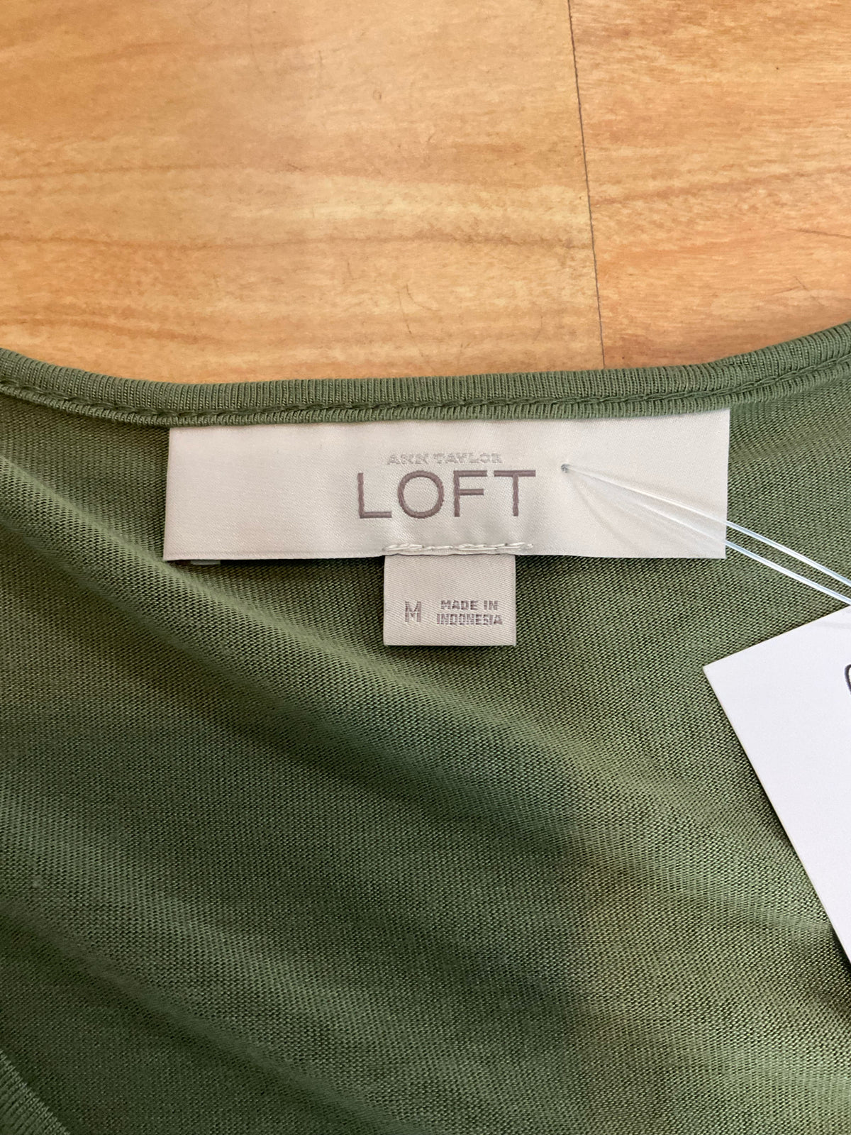Ann Taylor LOFT Mixed Media Short Sleeve Top Olive Green Size Medium - ONLINE ONLY