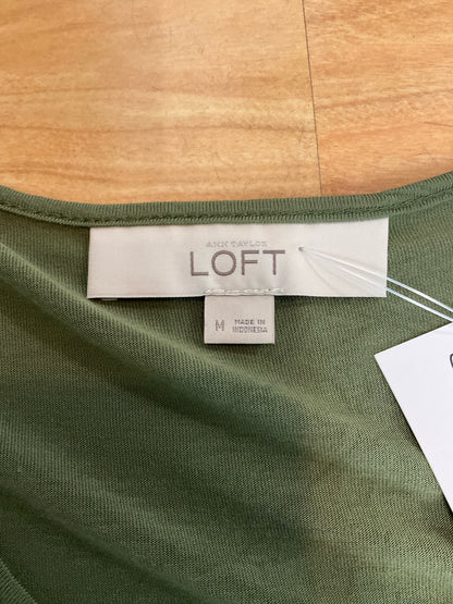 Ann Taylor LOFT Mixed Media Short Sleeve Top Olive Green Size Medium - ONLINE ONLY