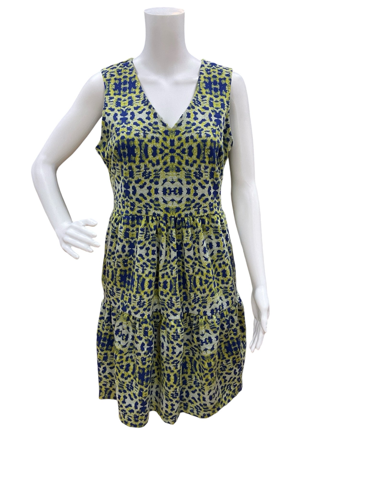 Tyler Boe Blue/Green Print Dress Size Small - close up