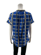 Jade Melody Tam blue/yellow/white Short Sleeve Plaid Twist Front Blouse NWT Size XS - Size XS