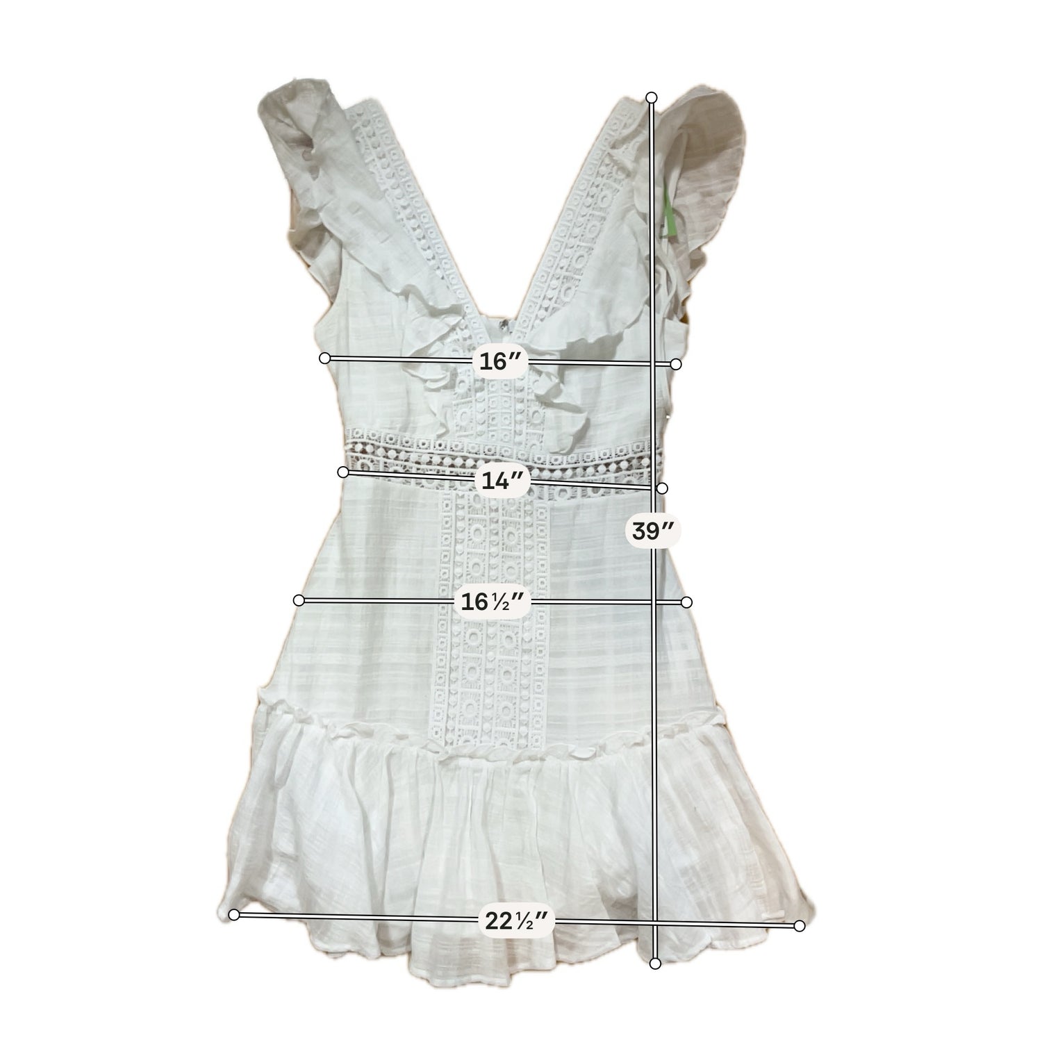 mi ami Mi Ami Ivory Lace Eyelet Tiered Mini Dress | Size XS