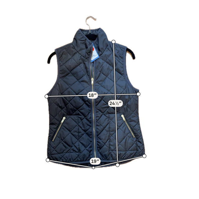 Old Navy Quilted Puffer Vest XS Black Gold Zipper Lightweight