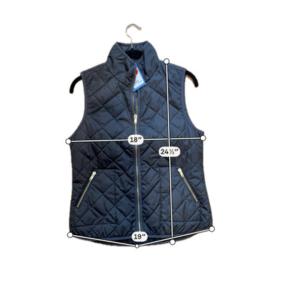 Old Navy Quilted Puffer Vest XS Black Gold Zipper Lightweight