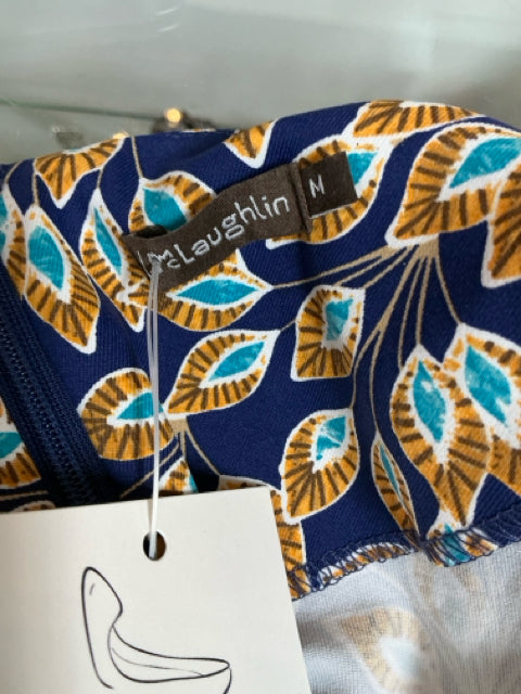J. McLaughlin Catalina Cloth Leaf Print Sheath Dress Navy Size Medium