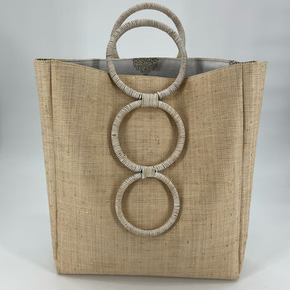 Flora Bella Viareggio Wooden Ring Raffia Beach Tote Bag