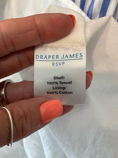 Draper James RSVP Off The Shoulder Tiered Maxi Dress Blue Stripe Small
