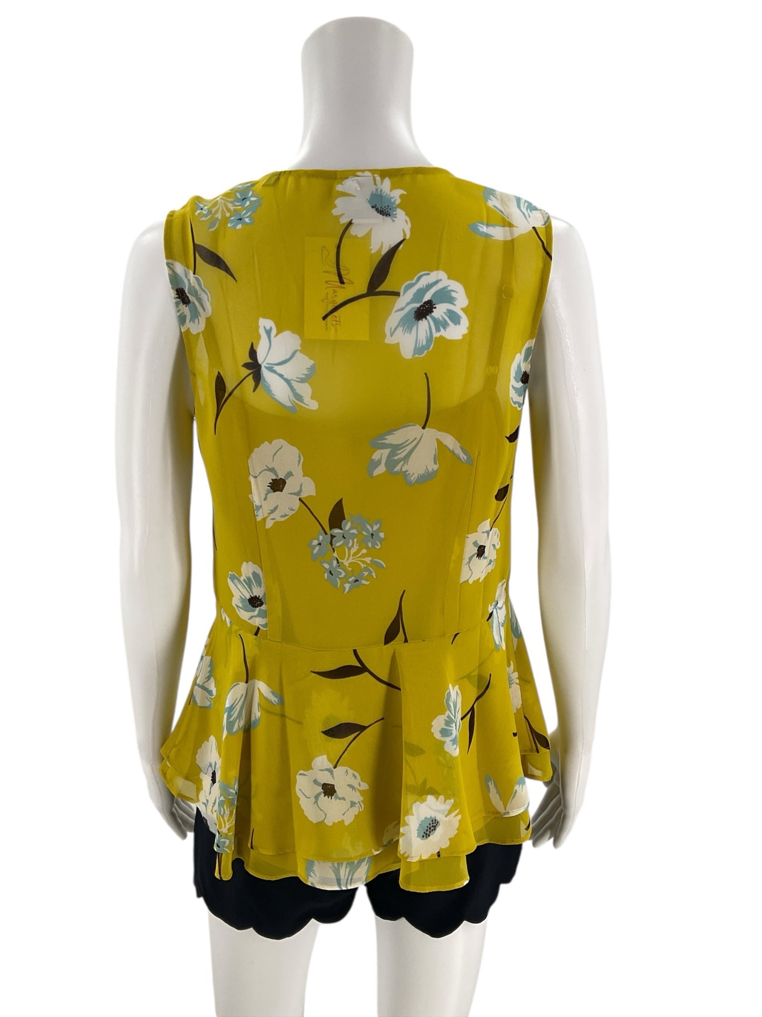 Cabi Yellow/White/Blue Floral Pre-Owned Top - Size Small - Margaret’s Fine Consignment
