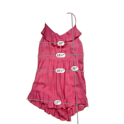 Love Riche Coral Ruffle Button Front Tie Back Romper Size Medium