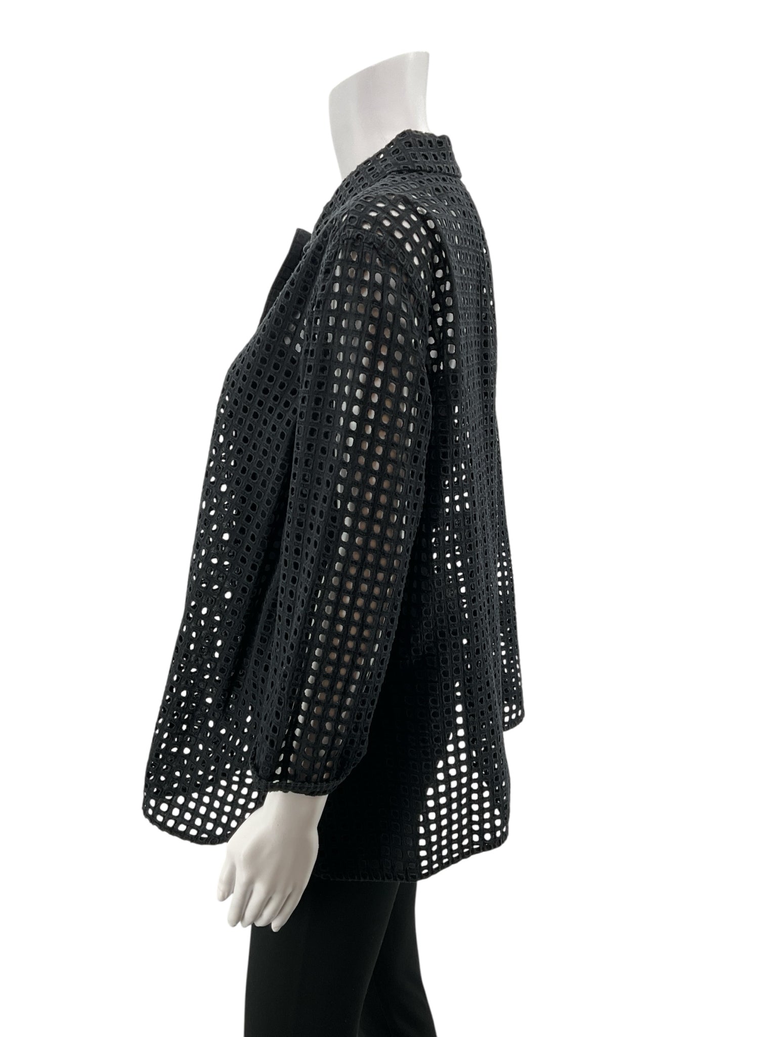 Marla Wynne Black Eyelet Cotton Tunic Top Size Medium